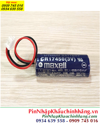 Maxell CR17450 (Zắc nâu PLC); Pin nuôi nguồn PLC Maxell CR17450 lithium 3v 2600mAh, Xuất xứ NHẬT